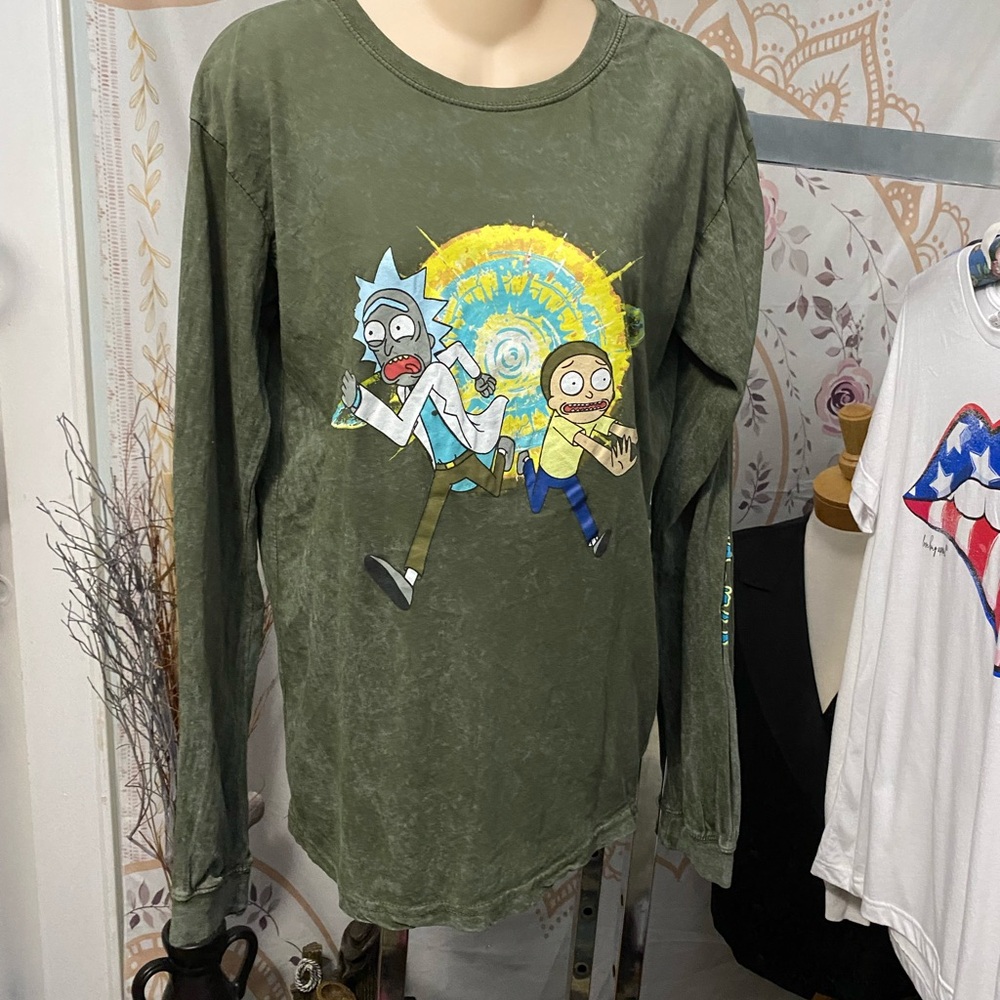 Rick & Morty Marbled Green Long-sleeve T-shirt size Small by Ripple Junction